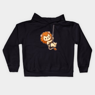 Funny lion Abseiling Kids Hoodie